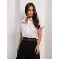 Молочная однотонная рубашка свободного кроя