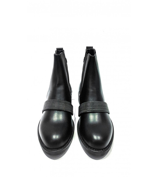 Чорні чоботи з вузькою смугою з тонких ланцюжків
