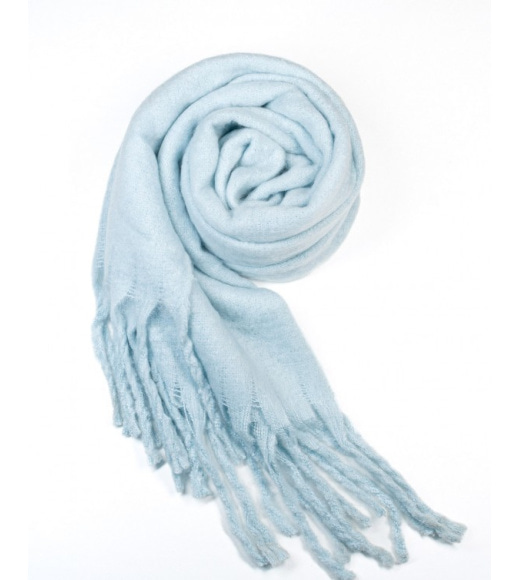 Шерстяной длинный шарф голубого цвета
