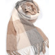 Коричневый клетчатый шарф-палантин из кашемира