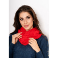 Червоний однотонний шарф-хомут декоративної в`язки