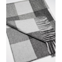 Сірий картатий шарф-палантин із кашеміру