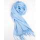 Голубой однотонный шарф-палантин с бахромой