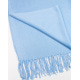 Блакитний однотонний шарф-палантин із бахромою