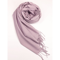 Розовый однотонный шарф-палантин с бахромой