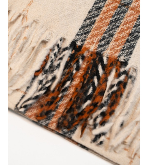 Светло-бежевый клетчатый шарф из кашемира