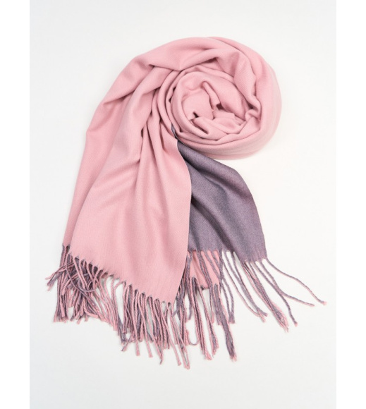 Розово-серый двусторонний палантин из кашемира