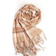 Бежевий картатий шарф-палантин із кашеміру