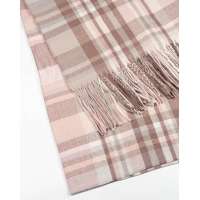 Розовый клетчатый шарф-палантин из кашемира