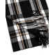 Чорний картатий шарф-палантин із кашеміру
