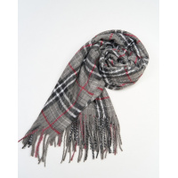 Темно-сірий картатий шарф із кашеміру Темно-сірий картатий шарф із кашеміру