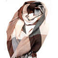 Коричневий тонкий картатий шарф-палантин