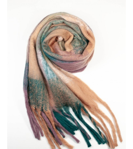 Шерстяной клетчатый шарф с бахромой
