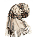 Бежевий кашеміровий шарф з бахромою