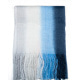 Шерстяной синий полосатый шарф с бахромой