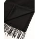 Чорний однотонний шарф-палантин з бахромою