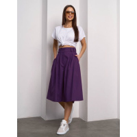 Льняные кюлоты цвета бургунди с защипами