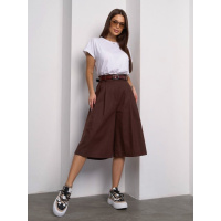 Темно-коричневые льняные кюлоты с защипами