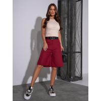 Льняные шорты бермуды цвета бургунди