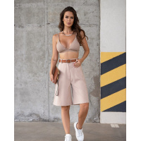 Бежевые льняные шорты бермуды