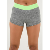 Серые короткие шорты с салатовой отделкой