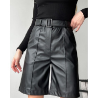 Черные шорты бермуды из эко-кожи