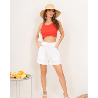 Белые льняные шорты с карманами