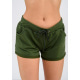 Серо-зеленые шорты с узкими отворотами и шнурком в поясе