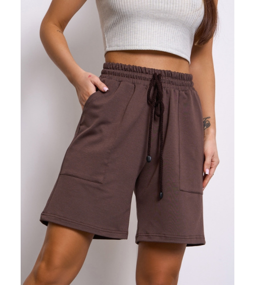Темно-коричневые трикотажные шорты на резинке