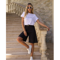 Черные льняные шорты бермуды