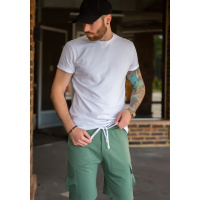 Оливковые трикотажные шорты с карманами