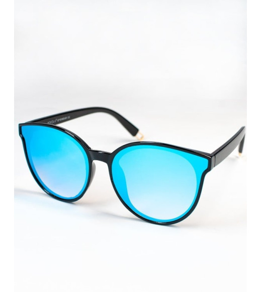Чорні окуляри із синіми дзеркальними лінзами