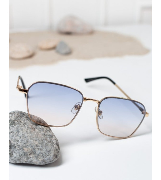 Золотые прямоугольные солнцезащитные очки