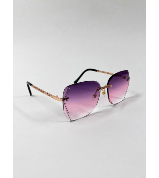 Розовые очки-бабочки со стразами