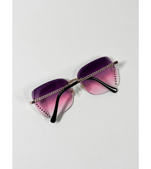Розовые очки-бабочки со стразами