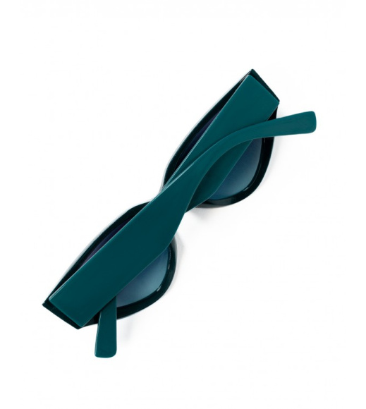 Черно-бирюзовые узкие солнцезащитные очки