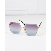 Темно-серые геометрические очки со стразами