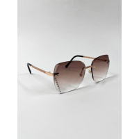 Коричневые очки-бабочки со стразами