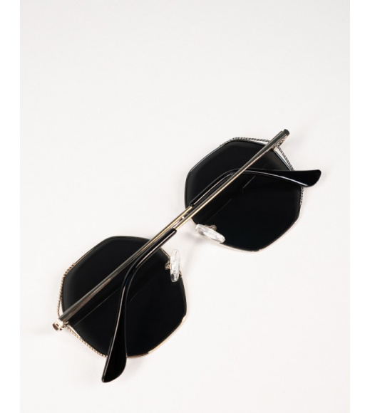 Чорні геометричні окуляри з дзеркальним склом