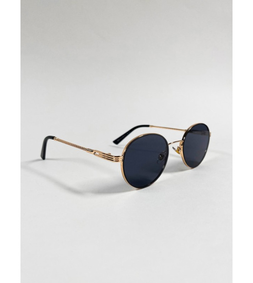 Черные очки с металлической золотой оправой