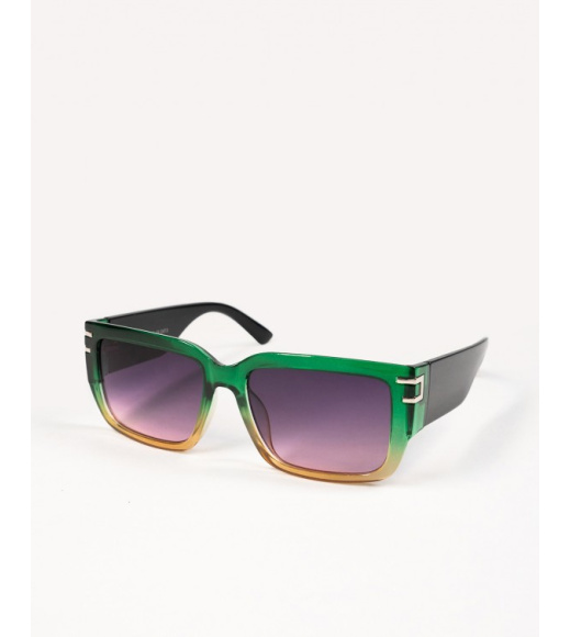 Зеленые прямоугольные очки с градиентом