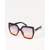 Коричневые крупные очки с геометрической оправой