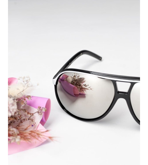 Дзеркальні окуляри з білою вставкою