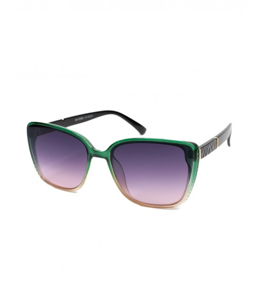 Прямоугольные очки с градиентом и зеленой оправой