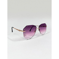 Сиреневые безоправные очки со стразами и вырезами