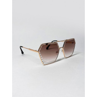 Коричневые геометрические очки со стразами