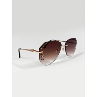 Коричневые безоправные очки со стразами и вырезами