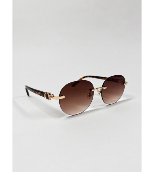 Коричневые безоправные солнцезащитные очки