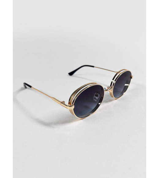 Золотые овальные очки с градиентом