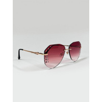 Темно-розовые безоправные очки со стразами и вырезами